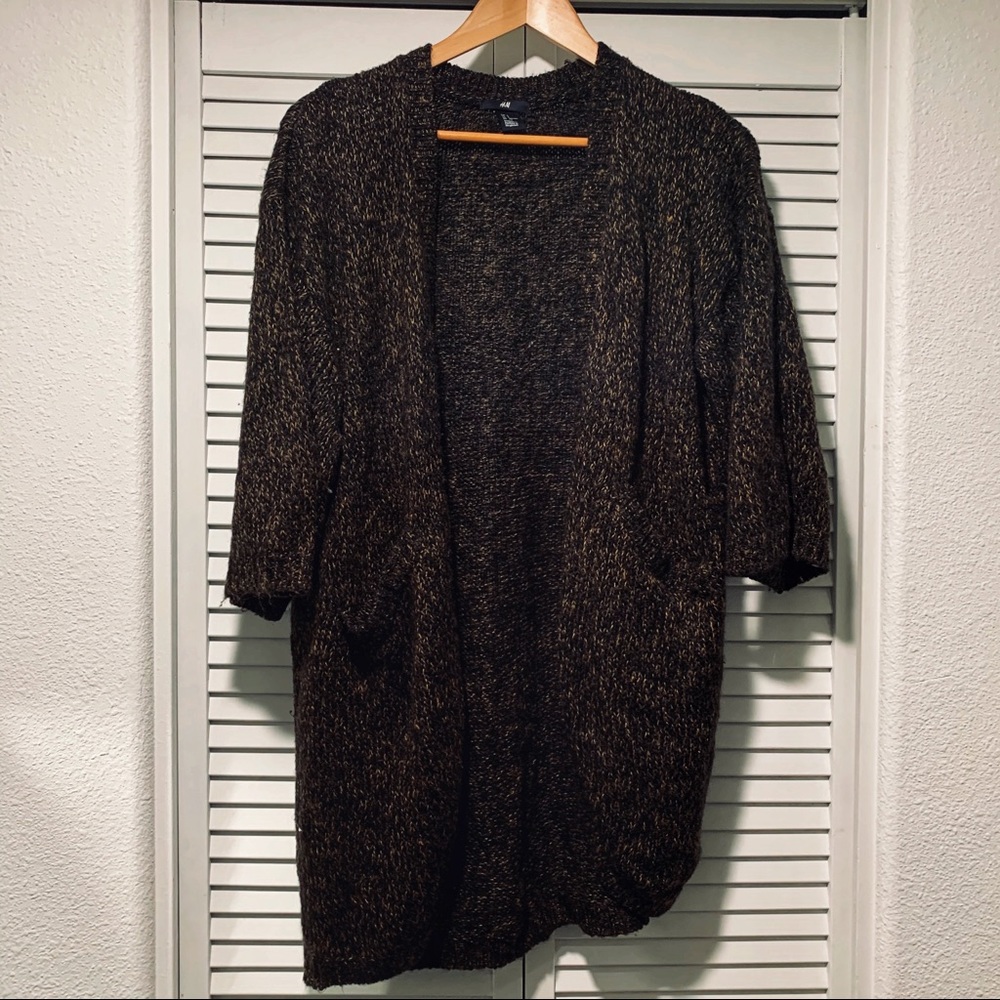 H&M Black and Tan 3/4 sleeve cardigan